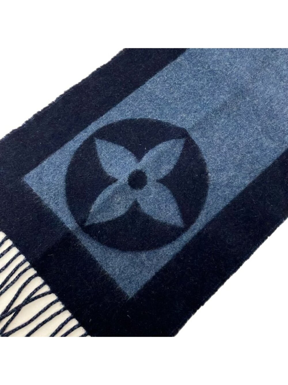 Louis Vuitton Scarf Echarpe Cardiff Blue Wool Angora - Picture 3 of 5